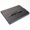 Personal Daily Black Notebook Printed Planner Diary Customized Leather Journal With Pen 