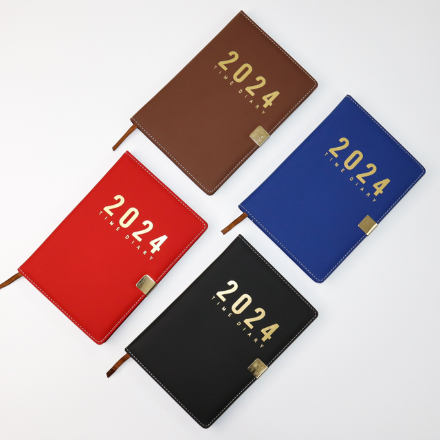 Planner 2023 Soft Touch Pu Leather Notebook Custom Logo 2024 Foil Stamp A5 Dated Journals Notebook Cover Printing