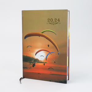 2024 Personalized Leather Cover Printed Calendar Monthlycustom Book Binding And Printing with Ribbon