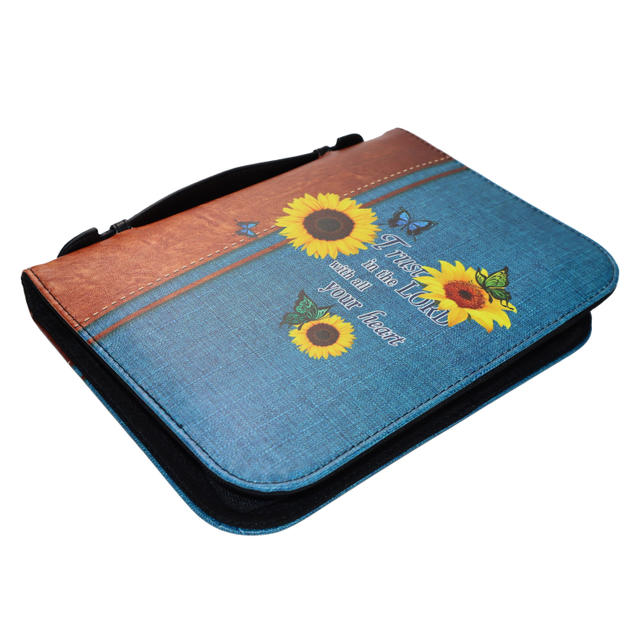 Personalized Book Classic Color Pattern Custom Portable Carry Tote Bag Zipper Case Leather Holy Bible Covers