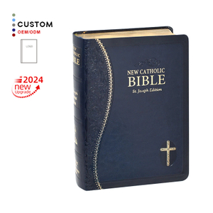 Black Cover Pu Leather Custom Pattern OEM ODM Wholesale The Great Adventure Catholic NKJV Holy Bible Large Print