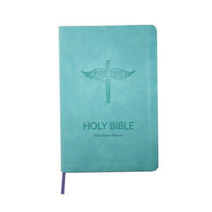 Customizable Design Study Version Standard Size Blue Waterproof Pu Bible Book Covers Holy Bible by Hand