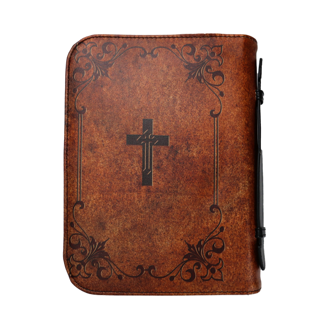 Wholesale Custom Portable Handle Personalized Gift Faux Bible Cover Case With Zipper Flower Printing Bible Case