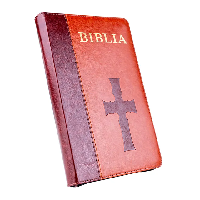 OEM Printing House Wholesale Customized New Design Zipper Pu Leather Cover Mixed Color Silk Ribbon Holy Bible