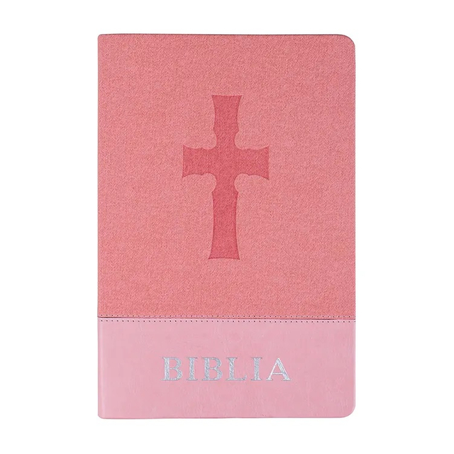 Silver Foiling Pink Cover Custom Leather Holy Bible Kjv Bible Covers Scofield Study Bible Giant Print