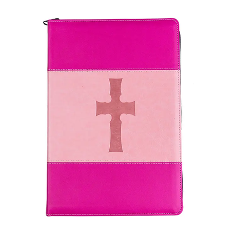 Factory Wholesale Price OEM Customizable PU Leather Zipper Mixed Color Easy To Read Bible Giant Print