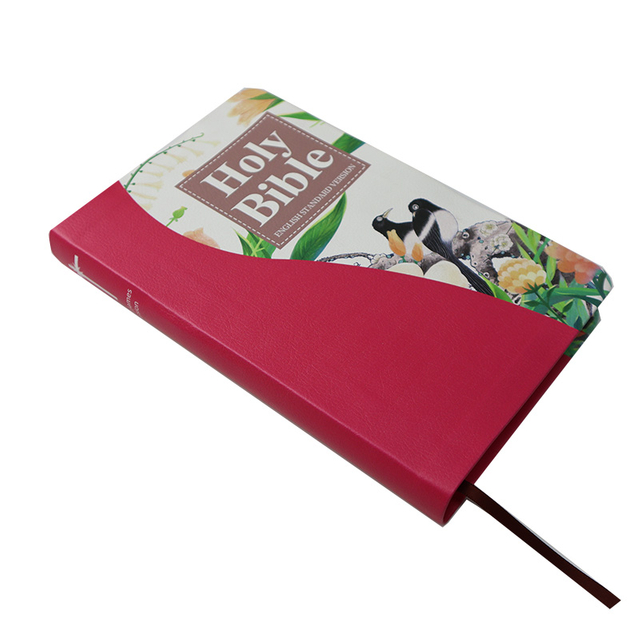Manual Work Standard Size Holy Bible Yellow Pu Bible Book Cover Sewing Binding La Biblia For Girls