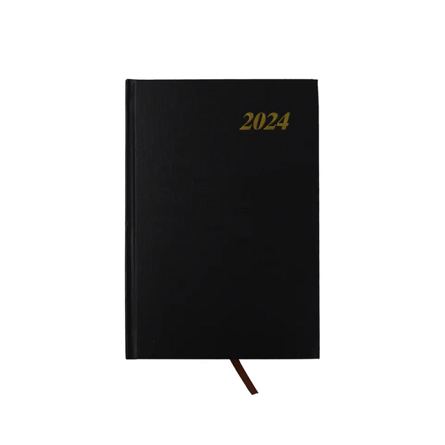 2024 New Design Daily Planner Dated Journal Foil Stamp Black Hardcover Notebook