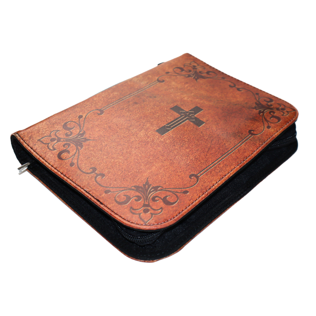 Wholesale Custom Portable Handle Personalized Gift Faux Bible Cover Case With Zipper Flower Printing Bible Case