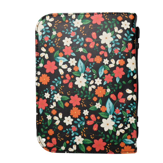 Custom Ladies Floral Pattern Tote Good Book Holder Organizer Case Carrier Bag Premium Soft Leather Bible Cover with Zipper