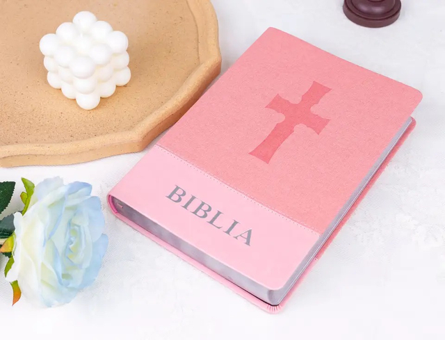 Silver Foiling Pink Cover Custom Leather Holy Bible Kjv Bible Covers Scofield Study Bible Giant Print